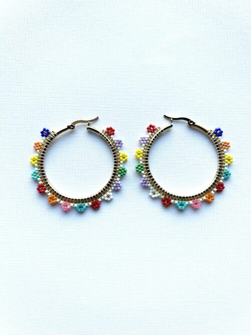 Flower Unity Hoop Earrings