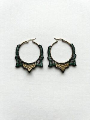 Green Crown Melody Hoop Earrings