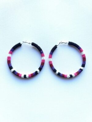 Large Black Pink Purple Unity Hoop Earrings