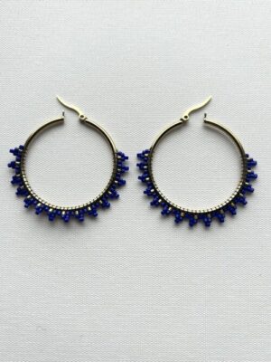 Large Gold Navy Melody Hoop Earrings