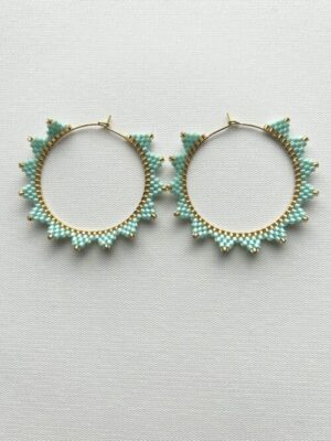 Light Blue Gold Point Melody Hoop Earrings