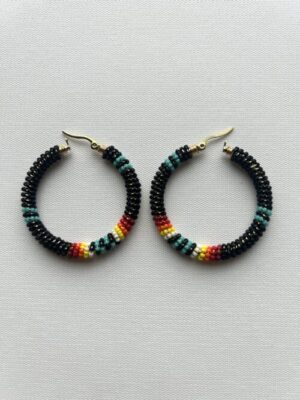 Native Black Flower Colors Melody Hoop Earrings