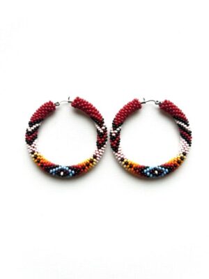 Red Melody Native Hoop Earrings