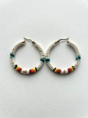 Native White Flower Colors Melody Hoop Earrings