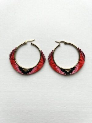 Red Black Pink Melody Hoop Earrings