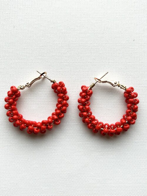 Red Hoop Earrings