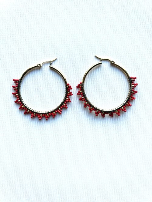Red Unity Hoop Earrings
