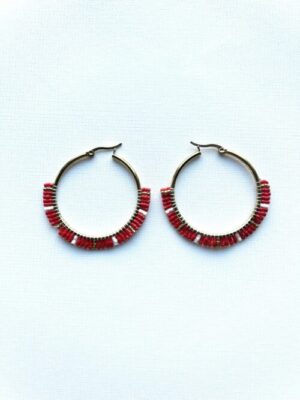Red and White Unity Hoop Earrings