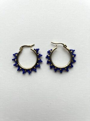 Small Gold Navy Melody Hoop Earrings