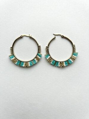 Teal Tassel Melody Hoop Earrings