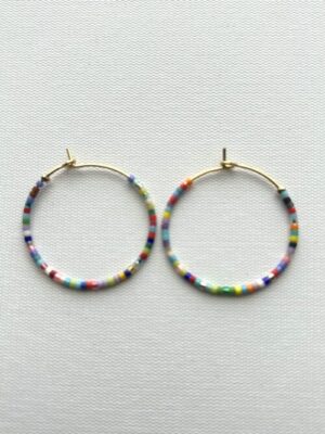 Tiny Bead Bouquet Melody Hoop Earrings