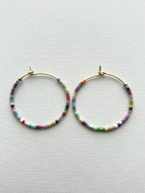 Tiny Bead Bouquet Melody Hoop Earrings