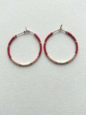Tiny Red Petals Melody Hoop Earrings