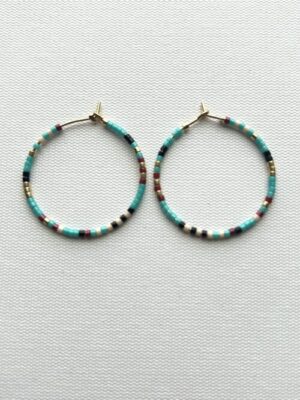 Tiny Bead Water Petals Melody Hoop Earrings