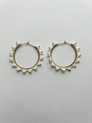 White Gold Point Melody Hoop Earrings