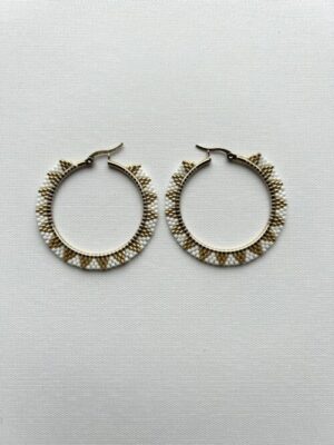 White Gold Triangle Melody Hoop Earrings
