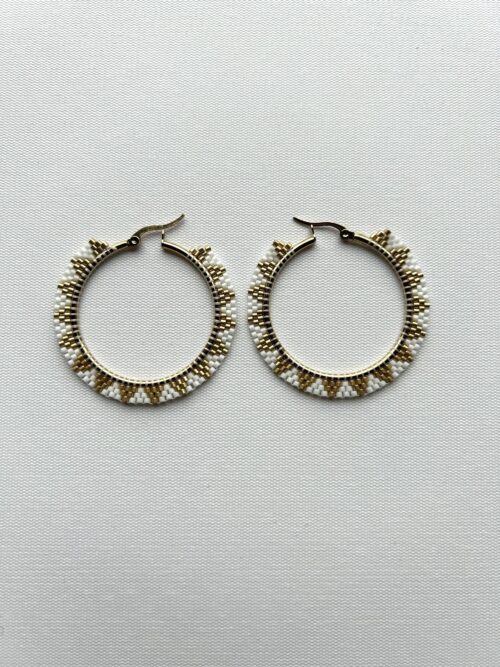 White Gold Triangle Melody Hoop Earrings