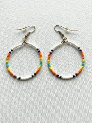 White Jump Loop Melody Hoop Earrings