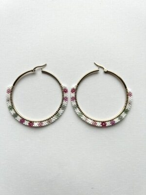 White Multi Color Melody Hoop Earrings