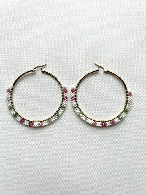 White Multi Color Melody Hoop Earrings