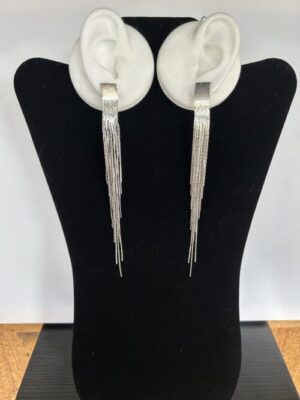 Silver Metal Layered Waterfall Post Earrings