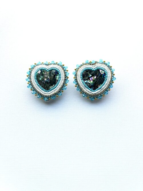 Abalone Hearts Post Earrings