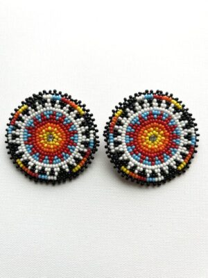 Beaded Wheel Post Earrings