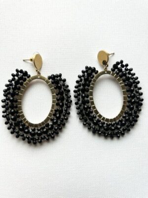 Black Oval Post Earrings