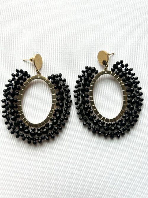 Black Oval Post Earrings