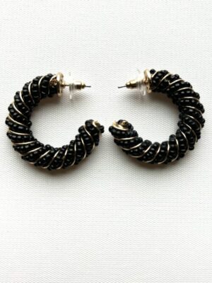 Black with Gold Stripe Post Earrings
