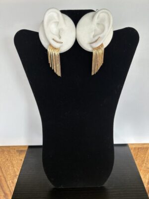 Gold Behind The Ear Small Stepped Waterfall Post Earrings