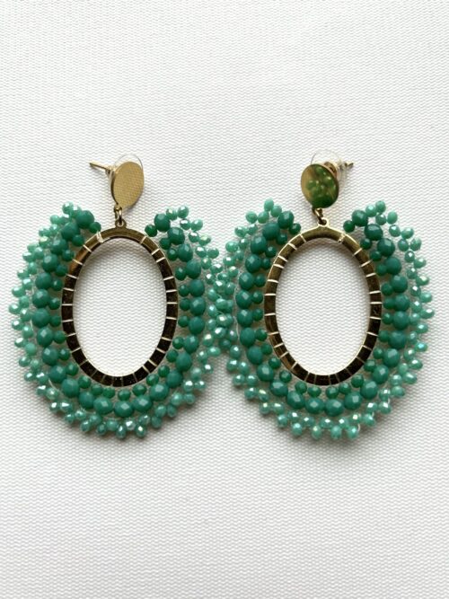 Green Oval Post Earrings