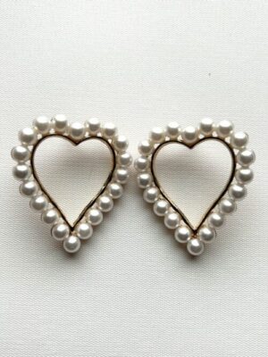 Pearl Heart Post Earrings