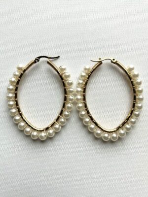 Pearl Oval Post Earrings