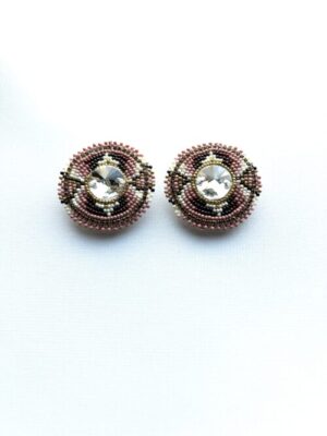 Pink Tan Diamond Circle - Dancer Post Earrings
