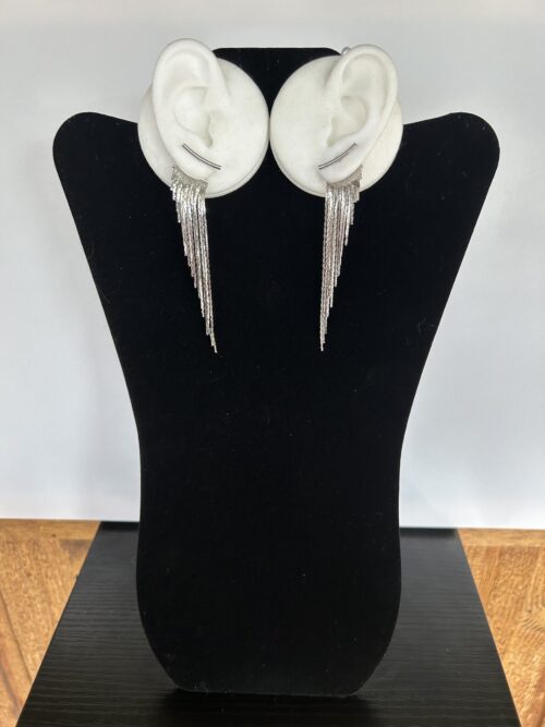 Silver Metal Behind the Ear Waterfall Post Earrings