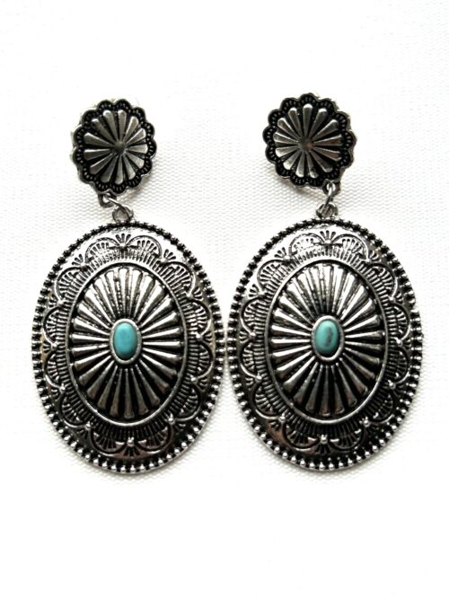 Silver Concho Post Earrings