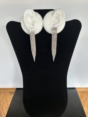 Silver Metal Cord Waterfall Post Earrings