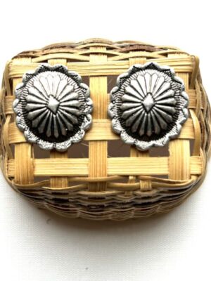 Small Silver Concho Post Earrings