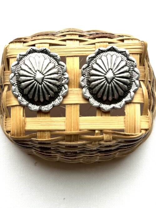Small Silver Concho Post Earrings