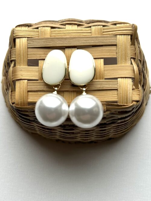 White Pearls Post Earrings