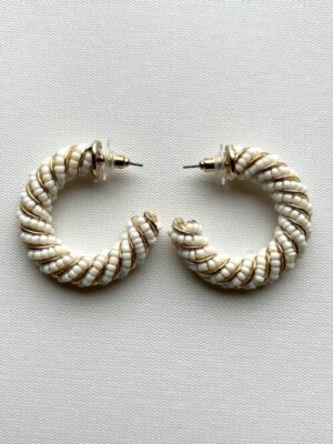 White with Gold Stripe Post Earrings