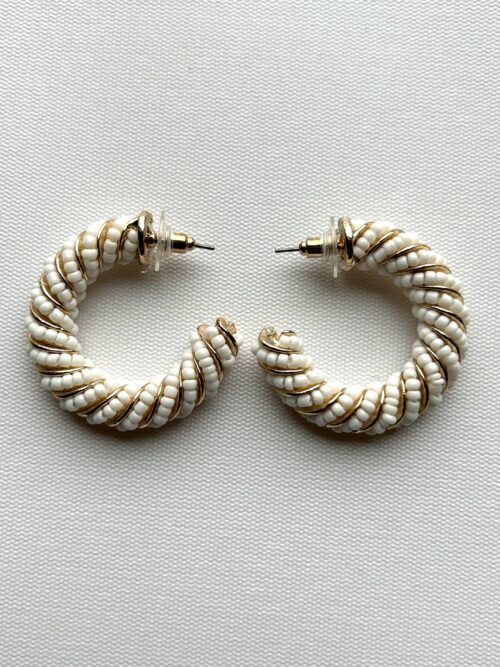 White with Gold Stripe Post Earrings
