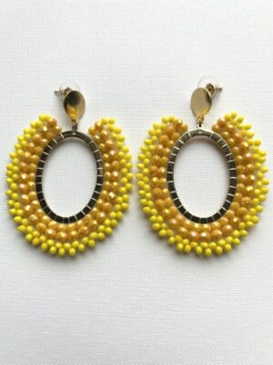 Yellow Oval Post Earrings
