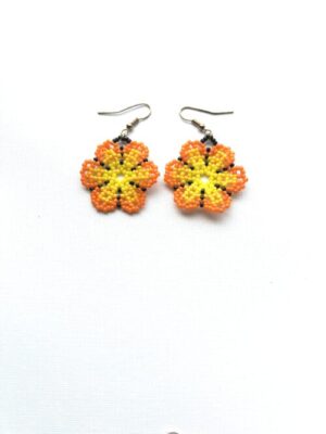 Sacred Flower Orange Petal Hook Earrings