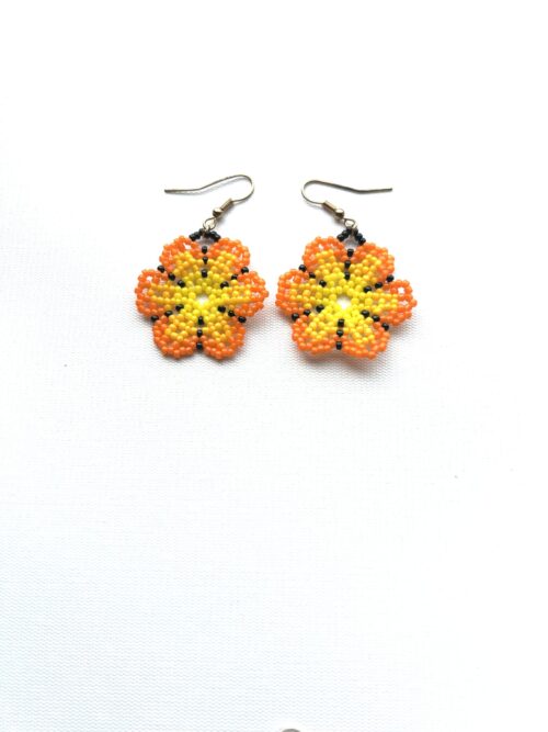 Sacred Flower Orange Petal Hook Earrings