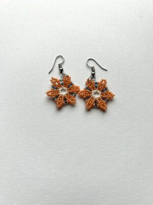 Sacred Flower Peach Teal Snow Soul - Hook Earrings
