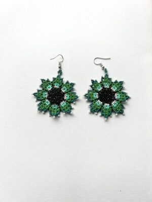 Star Bloom Green Hook Earrings