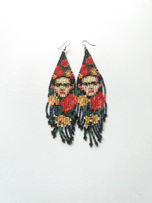 Freida with Poppies Waterfall Hook Earrings