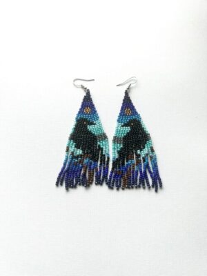 Raven Blue Water Waterfall Hook Earrings